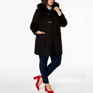 Fox Fur Trim Buckled Walker Coat  Wool Macy's Forecaster of Boston Platinum